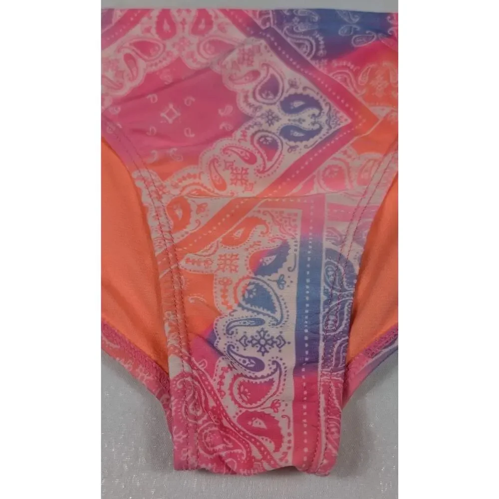 Wonder Nation Girls Large (10-12) PLUS Bikini Swim Bottoms Paisley Multicolor